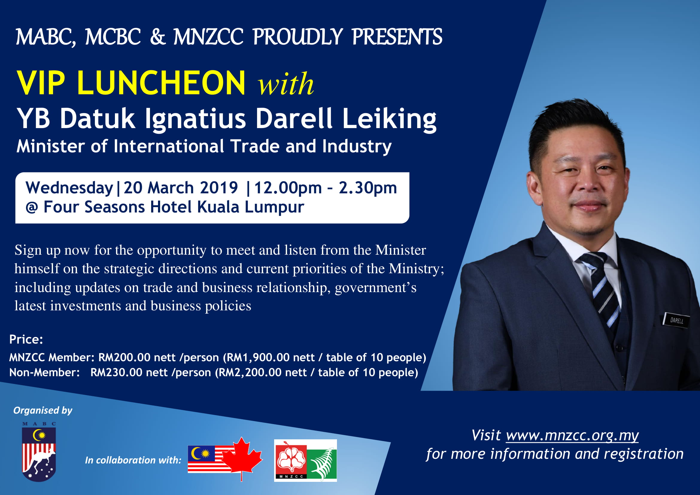 Vip Luncheon With Yb Datuk Ignatius Darell Leiking Malaysia New Zealand Chamber Of Commerce On Glue Up