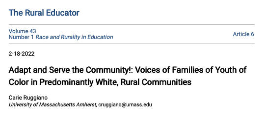 Adapt and Serve the Community!: Voices of Families of Youth of Color in Predominantly White, Rural Communities