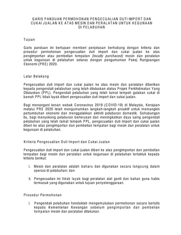 5. Ministry of Finance - Duty Exemptions for Hand Sanitiser Manufacturers, Guidelines for Tax Deduction Applications