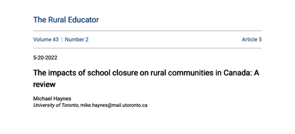 The impacts of school closure on rural communities in Canada: A review