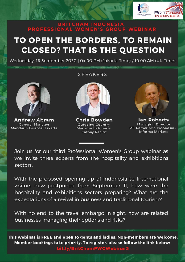 The 3rd BritCham Professional Women's Group Webinar: To Open the Borders, to Remain Closed ? That is the Question