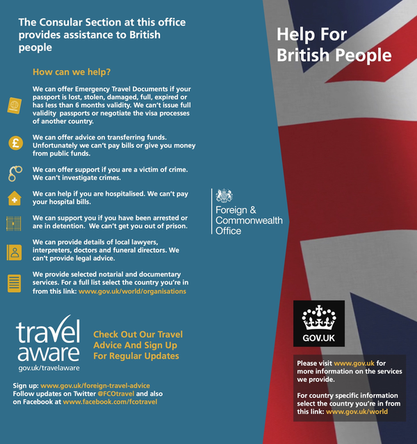 Consular Support Offered at the British High Commission